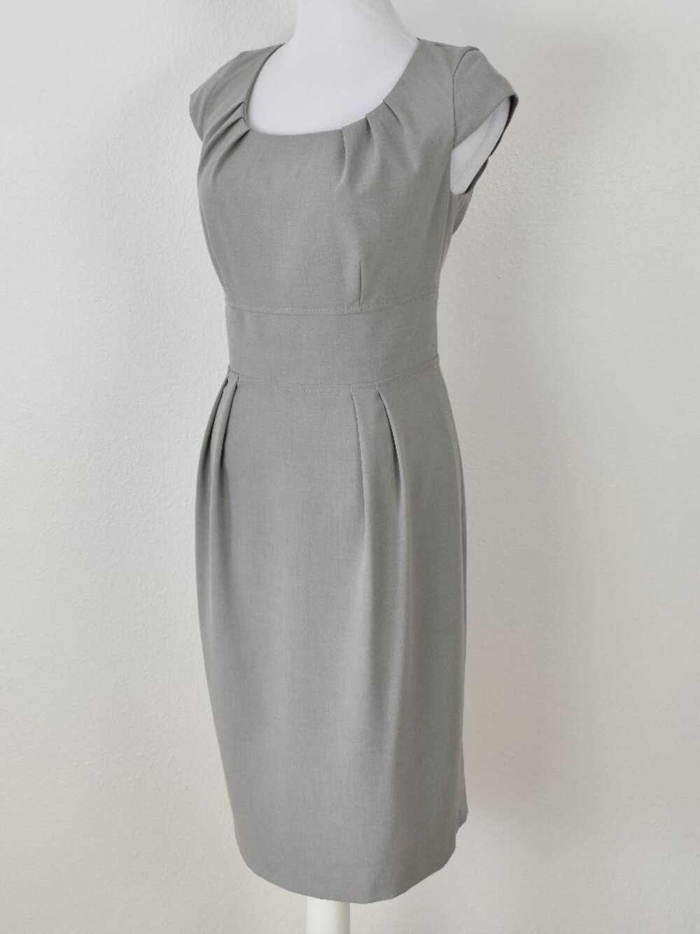 Calvin Klein Fitted Pleated Sheath Dress Gray - 10 - Picture 4 of 9